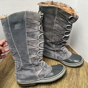 Sorel Cate of Alexandria Grey Winter Snow Boots Rare Size 11